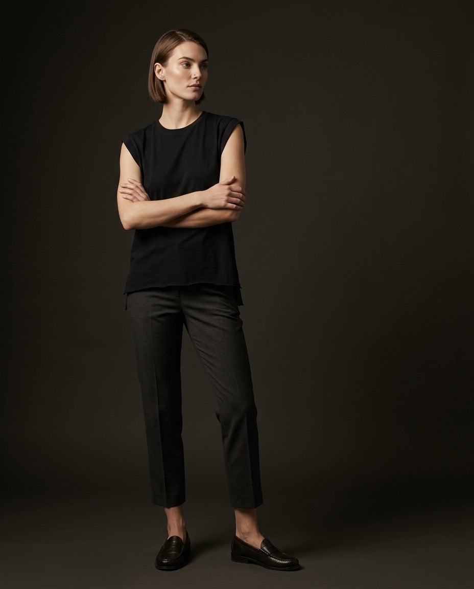 lifestyle — Bella Canvas 8804 Womens Flowy Muscle Tee with Rolled Cuff